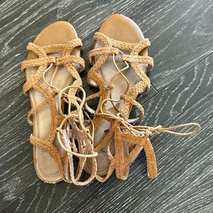 Joie brown suede lace-up sandals
